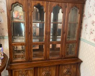 	#4		China cabinet, (2) glass doors, (2) lower doors, (3) shelves, mirrored back (61.5 x 17.5 x 83)	 $ 100.00 																							