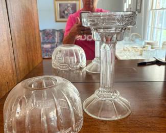 	#56		Shannon Crystal of Ireland 2 piece fairy pedestal candle holders	 $ 35.00 																							