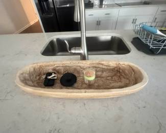 Oval wooden dough bowl $28