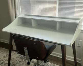 White desk 125 Rolling desk chair $60