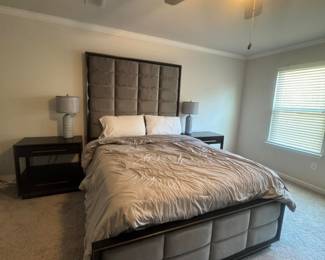 Queen bed with mattress set $350 Pair of night stands $150 Pair of matching lamps $55