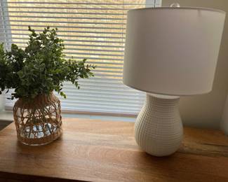 Lamp is a pair $55 Greenery on boho vase $28