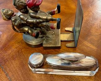 Unique Book Holder + Sterling Inkwell with Blotter