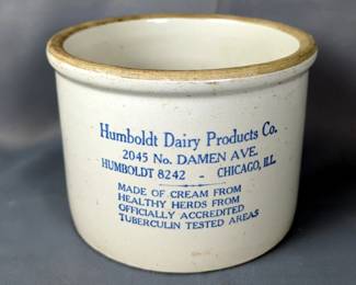 Humboldt Dairy Products Co Stoneware Crock, 5.5" x 7.25" 