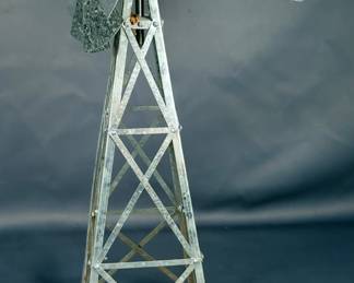 Metal Aero MFG. Windmill On Wood Base, Model 12-B, 17" Tall