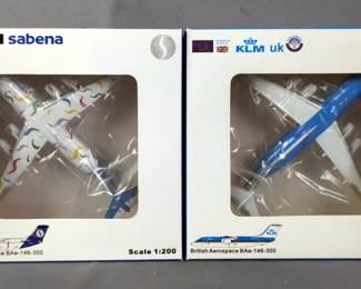 1/200 KLM UK British Aerospace BAe-146-300, And 1/200 Sabena British Aerospace BAe-146-300 Airplane Models