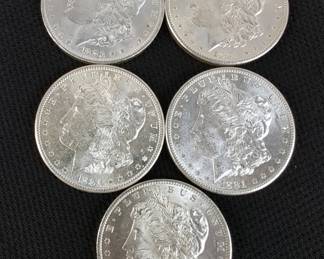  1883O And 1881S Morgan Silver Dollars, Total Qty 5