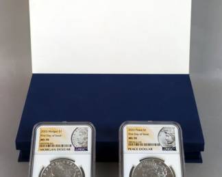 2023 Morgan Dollar And 2023 Morgan Dollar, Both Are .999 Silver, Both Are Graded MS 70 By NGC