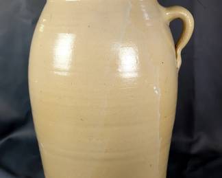 Antique Glazed Stoneware Butter Churning Crock With Lid, Approx 16.75" x 12" 