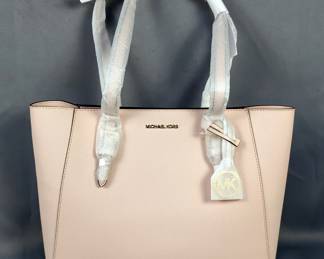 Michael Kors Charlotte 3-In-1 Tote Bag, Crossbody Envelope Clutch, And Crossbody Cosmetics Bag, Color Shade Powder Blush, All New
