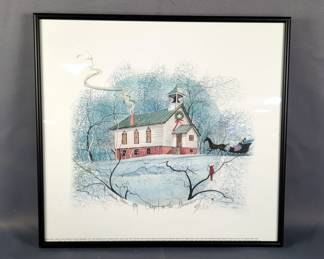 P. Buckley Moss (American 1933-2024) "Chapel On The Mountain" Signed And Numbered Lithograph, 840/1000, Framed, 13.5" x 14.5" 