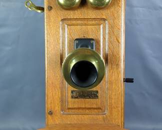 The North Electric Co Antique Wall Mounted Crank Telephone, Approx 26.5" x 9.5" x 12"