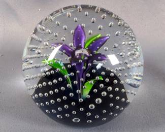 Caithness Glass "Flower In The Rain" Paperweight .