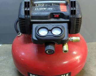 Porter Cable 6 Gal Portable Air Compressor, Model C2002, Includes Hose and Tire Inflator, Powers On 