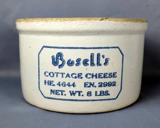 Bossell's Cottage Cheese Stoneware Crock, 5.5" x 9.5"