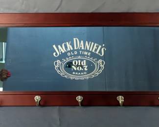  Jack Daniels Framed Mirrored Coat Hanger, 14" x 36" 