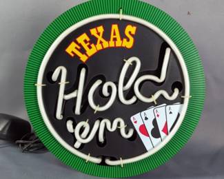 Texas Hold 'Em Neon Sign, Approx 10" 
