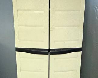  Indoor/Outdoor Plastic Storage Cabinet With 3 Adjustable Shelves, Includes Garden Tools And Gas Can, 69.5"x30"x18"