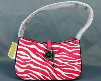 Michael Kors Lyra Small Leather Pouchette, Color Shade Dragonfruit, New