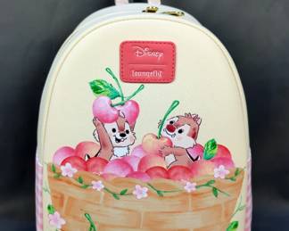 Disney Loungefly Chip 'N' Dale In Cherry Basket Mini Backpack With Matching Wallet, Both New
