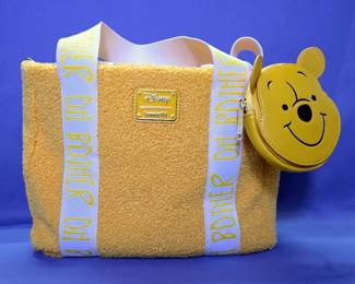 Disney Loungefly Winnie The Pooh Sherpa Tote Bag With Matching Coin Purse, Both New
