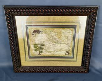 West Indies Map Print, Framed And Matted Under Glass, 25" x 16.5" 