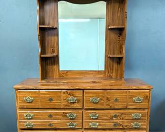 Hutch Style 6 Drawer Dresser With Mirror, Measures Approx 72" x 54" x 16