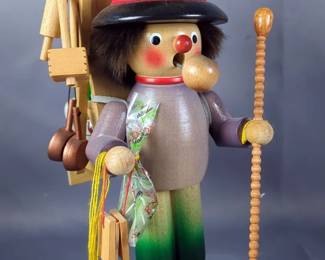  Vintage Steinbach Peddler Wooden Incense Smoker, Approx 11.5"
