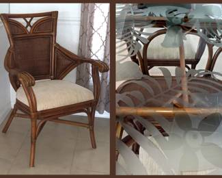 Very Nice Rattan Chair and Table Top Close Up