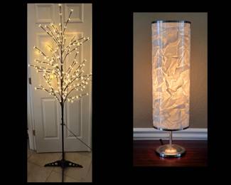 Lighted Tree and Cool Modernist Lamp