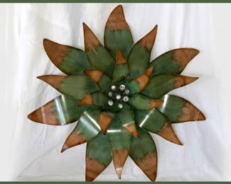One of a Matching Pair of Metal Flower Sculptures