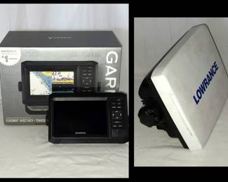 Garmin in Box with Paperwork and Lowrance