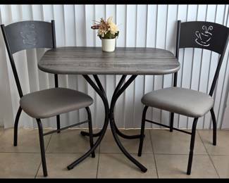 Sweet Little 3 Pc Bistro Set with Coffee Cup Design on Chairs  