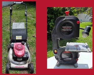 Honda Push Mower and Task Force Band Saw