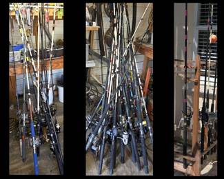 Very Large Selection of Fishing Rods and Reels and Holders  