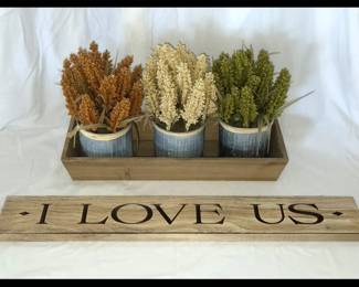 Dried Plants and I Love Us Sign
