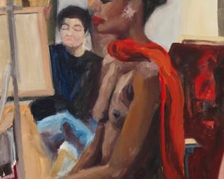 1049 George Chann (1913-1995) The artist painting a nude model Oil on canvas Signed lower left: Geo. Chann 16" H x 12" W Estimate: $3,000 - $5,000