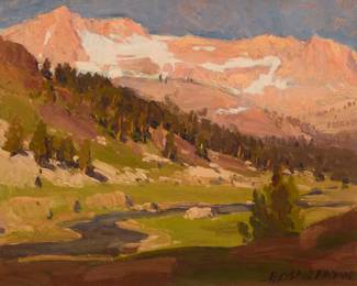 1005 Edgar Alwin Payne (1883-1947) "Sierra Stream" Oil on canvasboard Signed lower right: Edgar Payne; titled in pencil and inscribed "4" in ink, verso 11.75" H x 14.75" W Estimate: $8,000 - $12,000