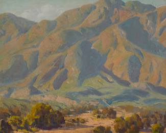 1141 Ralph William Holmes (1876-1963) "Desert Wash" Oil on canvas Signed lower right: Ralph Holmes; signed again and titled in pencil on the stretcher 24" H x 28" W Estimate: $1,200 - $1,800