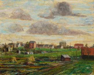 1170 Ernest Lawson (1873-1939) A farm town, 1897 Oil on canvas Signed and dated lower right and lower left, respectively: E. Lawson / 1897 17.75" H x 21.75" W Estimate: $4,000 - $6,000