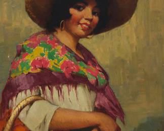 1158 Henry Leopold Richter (1870-1960) "The Fruit Vendor" Oil on canvas Signed lower right: Henry L. Richter; titled by repute 24" H x 20" W Estimate: $800 - $1,200