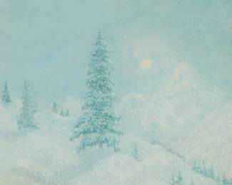 1097 William Henry Singer Jr. (1868-1943) "Winter's Tender Sun," 1932 Oil on canvas Signed and dated lower left: W.H. Singer, Jr. / - 1932; signed again and titled on a label affixed to the stretcher; titled again on another label affixed to the stretcher; inscribed in pencil verso: "Old title / Silence" and in black paint: "8674" 39.75" H x 41.5" W Estimate: $4,000 - $6,000