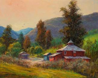 1184 Ben Abril (1923-1995) "Newhall California, Old Mentry Barn, Pico Canyon" Oil on canvas Signed lower left: Ben Abril; titled on the stretcher 22" H x 28.25" W Estimate: $1,000 - $1,500