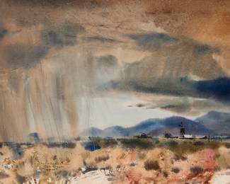 1198 Rex Brandt (1914-2000) "Rain at Boulder Well," 1964 Watercolor on paper Signed, titled, and dated lower left: Rex Brandt / 3-5-64 Sheet: 18" H x 30" W Estimate: $1,500 - $2,000