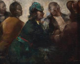 1041 Grigory Gluckmann (1898-1973) "Caprice" Oil on panel With the incised signature lower right: Gluckmann; titled on a label affixed verso 7.875" H x 9.875" W Estimate: $3,000 - $5,000