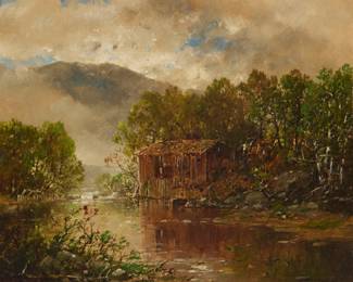 1165 William Louis Sonntag Sr. (1822-1900) "The Old Mill" Oil on canvas Signed lower right: W.L. Sonntag N.A.; titled on a gallery label affixed to the frame's verso 10" H x 12" W Estimate: $1,000 - $1,500