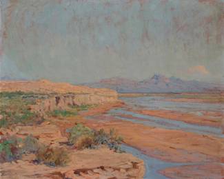 1028 John Frost (1890-1937) "Colorado River," 1926 Oil on board Signed and dated in pencil lower right: John Frost 1926; titled in pencil verso 18.25" H x 22.25" W Estimate: $12,000 - $18,000