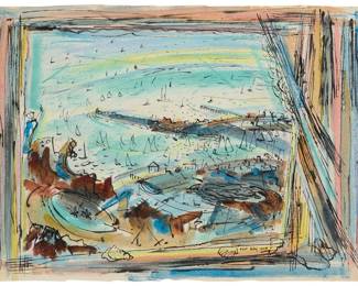 1193 Phil Dike (1906-1990) Newport Jetty, 1949 Watercolor and ink on paper Signed and dated lower right: Phil Dike 1949 Sheet: 15.625" H x 22.25" W Estimate: $2,000 - $3,000