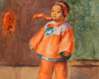 1115 Esther Hunt (1875-1951) Portrait of a young girl Watercolor on paper Signed lower right: © Esther Hunt Sight: 13.5" H x 10.25" W Estimate: $800 - $1,200