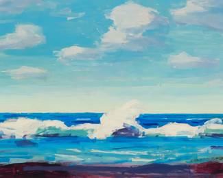 1131 Conrad Buff (1886-1975) Seascape Oil on Masonite Signed in pencil lower right: Conrad Buff 12" H x 16" W Estimate: $1,500 - $2,000